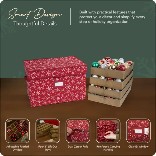 Miniatura 4 de Covermates Keepsakes – Caja de almacenamiento ajustable de 72 piezas – Capacidad para adornos de 4 pulgadas – Resistente – Asas – apilables