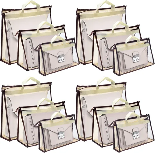 12 bolsas para el polvo para bolsas, bolsas de almacenamiento transparentes para mujeres, funda organizadora de 3 tamaños, organizador de armario