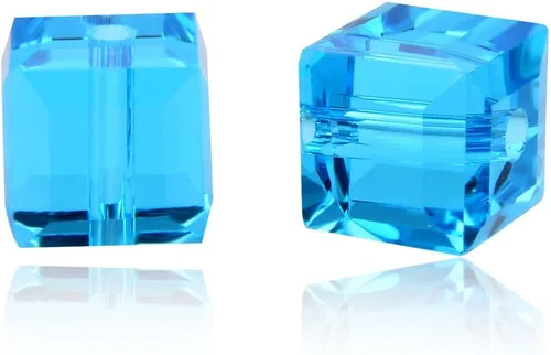 Miniatura 31 de 50 piezas Adabele cuentas austriacas de 6 mm de cristal facetado en cubo amatista sueltas, compatibles con cristales Swarovski Preciosa 5601 SSC611
