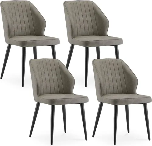 Miniatura 16 de CLIPOP Juego de 2 sillas de comedor, sillas de comedor de piel sintética, sillas de comedor modernas de mediados de siglo, sillas de cocina Gris