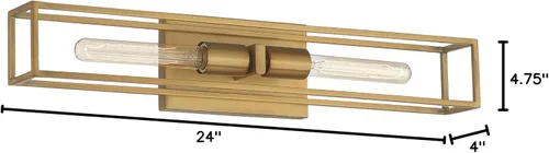 Miniatura 10 de Quoizel LGN8624WS Leighton - Lámpara de pared para baño, 2 luces, 200 vatios, latón desgastado (5 pulgadas de alto x 24 pulgadas de ancho)