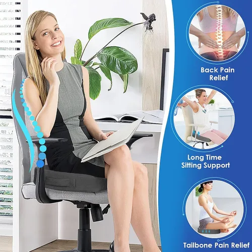 Miniatura 6 de TushGuard - Cojín de asiento para silla de oficina de espuma viscoelástica antideslizante, cojín de asiento de escritorio para la espalda, cóccix