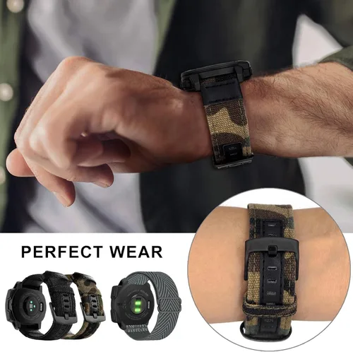 Miniatura 6 de Abanen Correas de reloj de nailon estilo militar de 0.866 in para Garmin Instinct 3 1.772 in/Instinct 2 Solar, tela tejida duradera correa