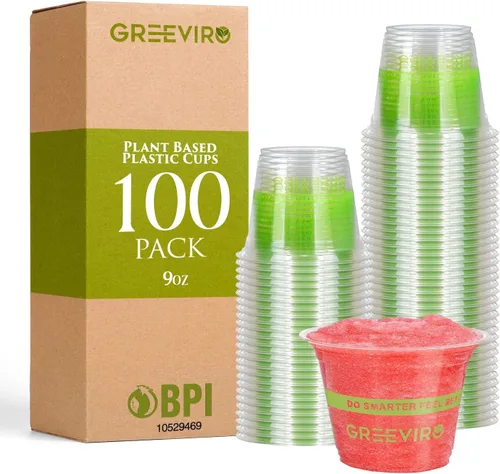 Miniatura 12 de Vasos de Plástico Transparente Compostables Ecológicos a Base de Plantas de 12 oz, Gruesos, Reutilizables, Desechables para Café Helado