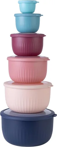 Miniatura 35 de COOK WITH COLOR - Juego de tazones de preparación profundos con tapas, para mezclar, de plástico, pequeños y apilables (color negro degradado)