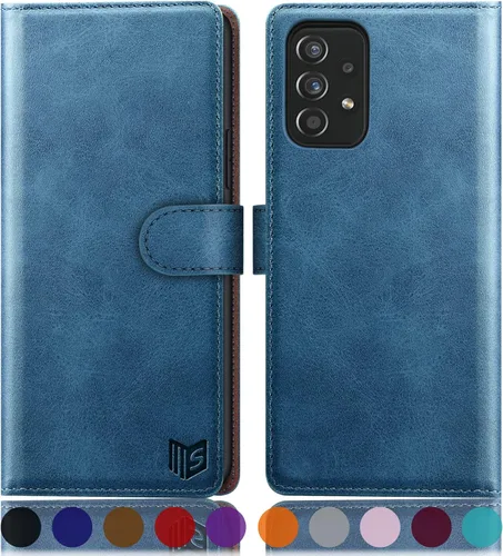 Miniatura 14 de SUANPOT Funda de piel tipo cartera para Samsung Galaxy A53 5G con tarjetero RFID para tarjetas de crédito Flip Folio Book Funda a prueba de golpes