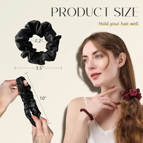 Miniatura 4 de ZIMASILK Coleteros para el cabello 100% seda de morera, 19 Momme elásticos de seda para mujeres y niñas, suaves sin tirones