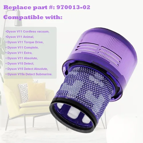 Miniatura 3 de Paquete de 3 filtros V11 V15 de repuesto para V11 Torque Drive V11 Animal V11 V11 Complete V11 Extra V15 Detectar aspiradora inalámbrica, repuesto #