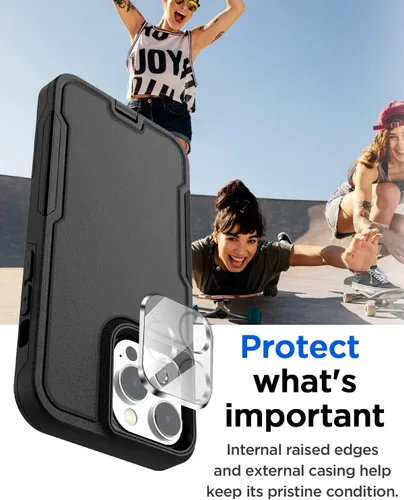 Miniatura 3 de AICase Funda para iPhone 14 Pro Max con protector de pantalla de vidrio + lente de cámara, resistente protección contra caídas, cuerpo completo