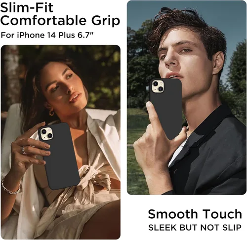 Miniatura 2 de Funda de silicona diseñada para iPhone 14 Plus, con 2 protectores de pantalla, funda protectora de cuerpo completo a prueba de golpes, funda delgada