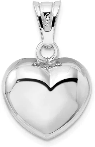 Miniatura 3 de Plata de ley rodiada pulida campana interior colgante corazón soplado 0984in estilo QC9455