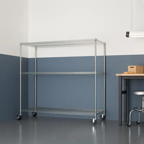 Miniatura 8 de Trinity Basics - Estantería de alambre ajustable de 3 niveles con ruedas para organización de cocina, almacenamiento de garaje, cuarto de EcoStorage