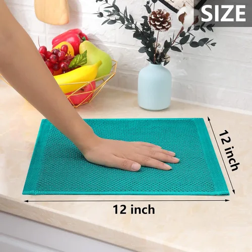 Miniatura 247 de Homaxy Trapos de cocina de 100% algodón, tejido de punto gofre, ultrasuaves, absorbentes y de secado rápido, 12 x 12 pulgadas, paquete de 6, blanco