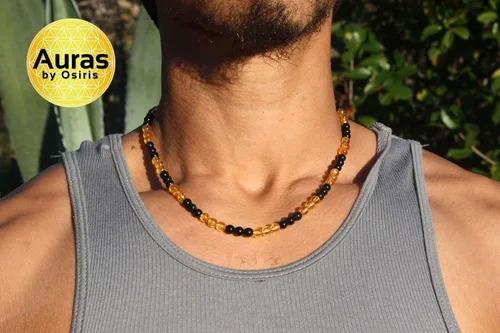 Miniatura 27 de Collar de cristal de obsidiana negra hecho a mano, collar de cuentas de piedras preciosas naturales auténticas, curación, protección, talismán mala