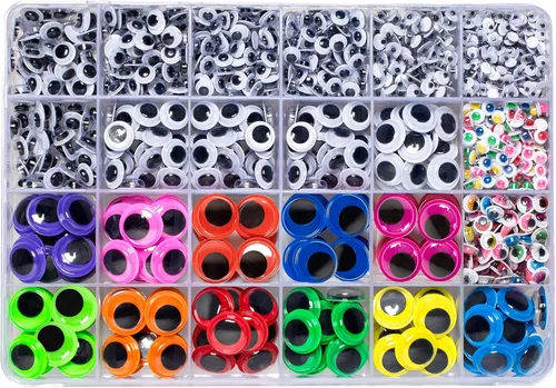 Miniatura 8 de 1210 piezas Googly Wiggle Eyes autoadhesivas, para manualidades, varios tamaños de 0.157 in a 0.984 in para bricolaje ZZYI 1210