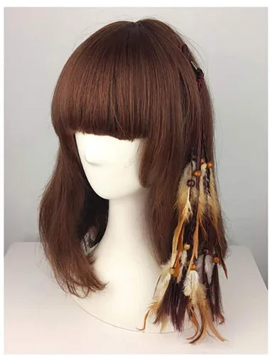 Miniatura 4 de 4 piezas de cuerda para el pelo de plumas gitanas hippies hechas a mano para mujer para cola de caballo bohemia, elásticos con plumas, diadema