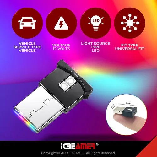 Miniatura 8 de ICBEAMER Smart USB 1-Paquete (Azul) Luz de Noche LED Automática Plug-in Miniatura para Coche, Van, Pickup, Camión, Interior, Maletero, Iluminación