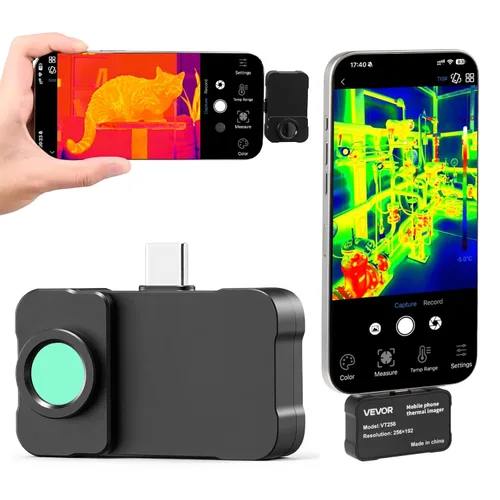 Miniatura 11 de VEVOR Cámara de imágenes térmicas para Android, 512 x 384 TISR Super Resolución, cámara térmica infrarroja con frecuencia de actualización de 25 HZ