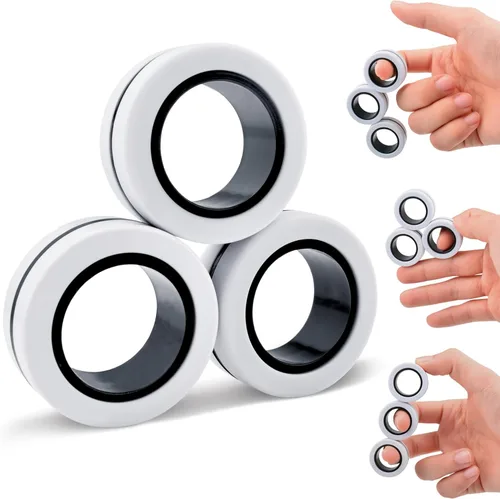 Miniatura 14 de Cevioce Juego de 3 anillos magnéticos para adultos, niños y adolescentes, anillo magnético giratorio para personas con TDAH y ansiedad, juguetes
