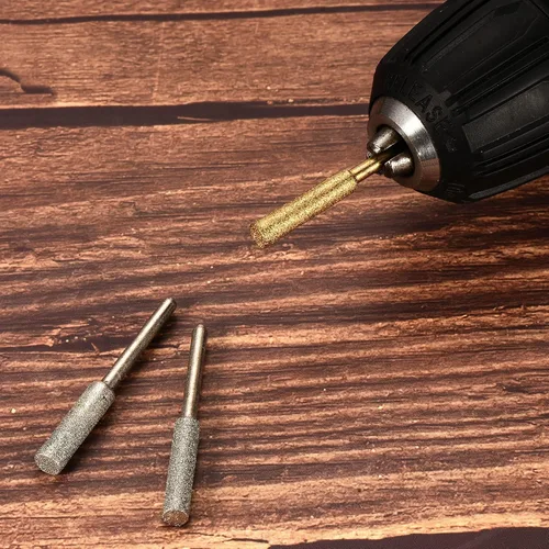 Miniatura 5 de PATIKIL Afilador de motosierra de diamante de 3/16 pulgadas, paquete de 4 unidades de afilar piedra de afilar herramienta de lijado de pulido, dorado