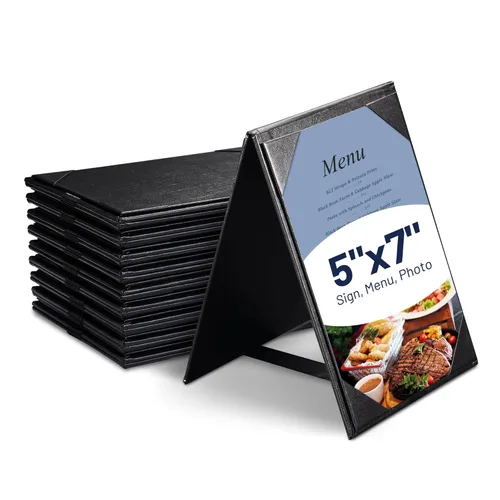 Miniatura 10 de Soportes de Menú de Mesa WeChef de 10x15 cm Soportes de Menú de Tienda de Campaña de 2 Caras Marco en A Letrero de Exhibición PU Cubierta de Menú