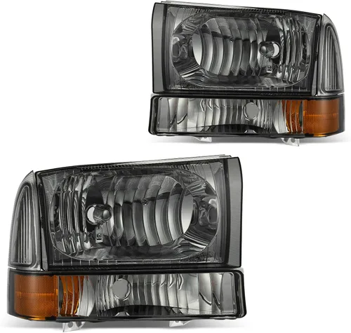 Miniatura 8 de DWVO Conjunto de faros compatible con Ford F-250 F-350 F-450 F-550 Super Duty 1999-2004/Ford Excursion 2000-2004 Faros de repuesto carcasa negra