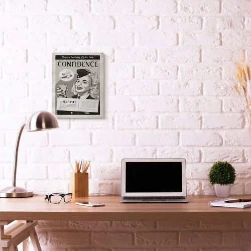 Miniatura 5 de Stupell Industries Confidence - Libro de cómics vintage en blanco y negro, diseño del artista Ester Kay, arte de pared, 16 x 1.5 x 20 pulgadas