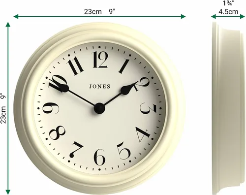Miniatura 3 de JONES CLOCKS® Frieze - Reloj de pared, pequeño, elegante, clásico, redondo, 9.1 in, color crema, bonito diseño, ideal para la cocina, sala de estar