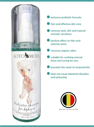 Miniatura 2 de Kit de champú probiótico + dispensador de espuma para gatos Sphynx, limpiador suave sin perfume con pH equilibrado para razas sin pelo y pelo corto