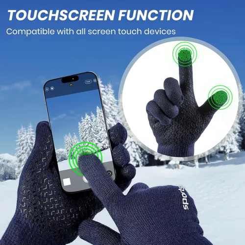 Miniatura 8 de Trifabricy Guantes de invierno para hombres y mujeres, guantes de lana con forro polar para pantalla táctil, guantes térmicos de invierno cálidos