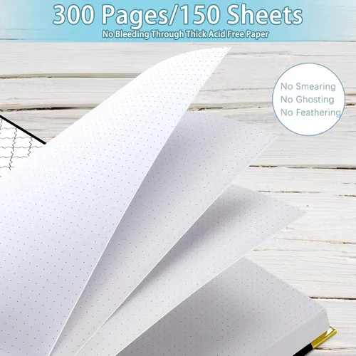 Miniatura 2 de Cuaderno en Espiral, Cuaderno de Diario con Puntos, 8.5" x 11", Cuaderno Grande de Tapa Dura con Cuadrícula de Puntos de 300 Páginas para Bullet
