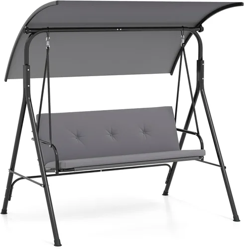 Miniatura 11 de Tangkula Columpio de porche para 2 personas, columpio al aire libre con cojines extraíbles, estructura de metal sólido, columpio de patio con toldo