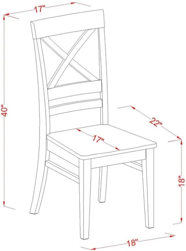 Miniatura 3 de East West Furniture QUC-BLK-W Quincy - Sillas de comedor de cocina, sillas de asiento de madera con respaldo cruzado, juego de 2, color negro