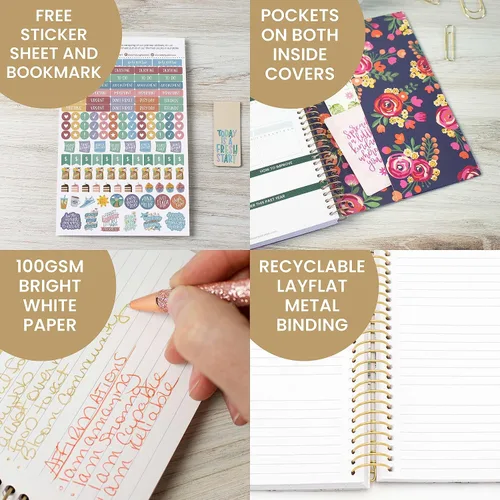 Miniatura 5 de Bloom Daily Planners - Planificador de calendario semanal y mensual sin fecha – Cuaderno de lista de tareas para comenzar en cualquier momento