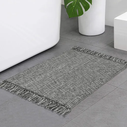 Miniatura 50 de Collive - Tapete de pasillo de cocina, 2 x 4.3 pies, tejido a mano, reversible, lavable, de algodón, color blanco/beige, para baño, pasillo