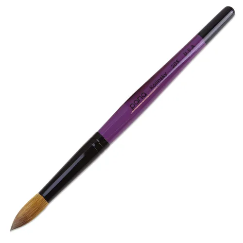 Miniatura 17 de PANA Pure Kolinsky Hair - Pincel para uñas acrílicas de pelo, forma redonda, virola rosa con mango azul con remolino blanco (tamaño 16)