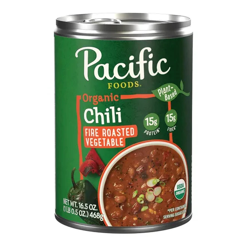 Pacific Foods Chile vegetal orgánico tostado al fuego, a base de plantas, lata de 16.5 onzas (paquete de 1)