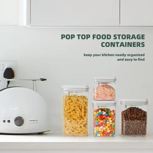 Miniatura 8 de Recipientes Herméticos Pop Apilables - Paquete de 2 Recipientes de Almacenamiento de Cereales con Tapas Herméticas, Recipientes Pop Up a Prueba