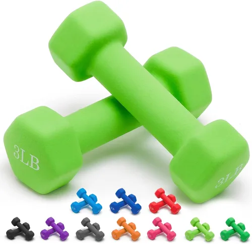 Miniatura 8 de Portzon Mancuernas de neopreno con agarre antideslizante para ejercicio de entrenamiento corporal total y tonificación muscular, compatible con 2