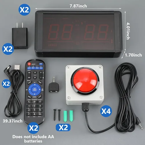 Miniatura 2 de Relaxweex Juego de 2 relojes de gimnasio de 1.5 pulgadas, temporizador de descanso digital grande para sala de fitness con botón de inicio/parada