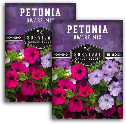 Miniatura 11 de Mezcla de semillas de petunia enana para plantar, planta y cultiva flores coloridas para atraer polinizadores al jardín de tu hogar, variedad