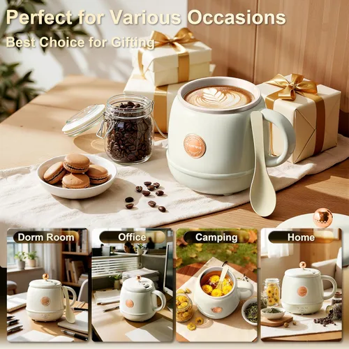 Miniatura 2 de TOPWIT Hervidor eléctrico de viaje, calentamiento rápido de 14 onzas hasta 212 °F, control de temperatura, calentador de taza de café para bebidas