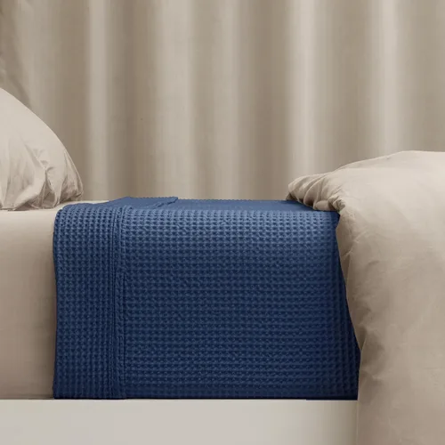 Miniatura 8 de PHF - Manta de punto gofre 100% de algodón tamaño king para cama, cobija ligera transpirable a prueba de engancho, ideal para acolchado en climas