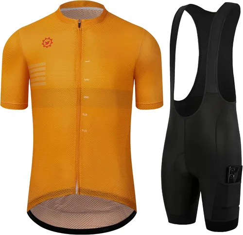 Miniatura 8 de GCRFL Conjunto de camiseta de ciclismo para hombre, camiseta ligera para ciclismo de carretera, pantalones cortos con bolsillos acolchados