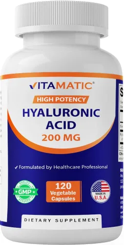 Miniatura 10 de Vitamatic Paquete de 2 suplementos de ácido hialurónico de 200 mg – Apoya el tejido conectivo saludable y las articulaciones – Promueve una piel