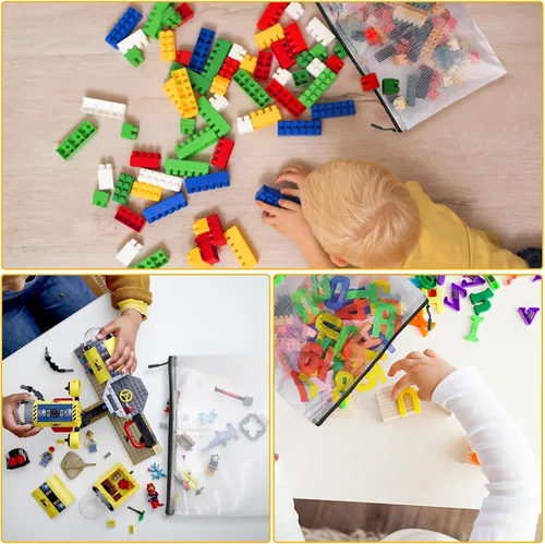 Miniatura 6 de 20 bolsas de malla con cremallera, tamaño A3 de 17 x 12 pulgadas, grandes bolsas reutilizables con cremallera para organizar el aula