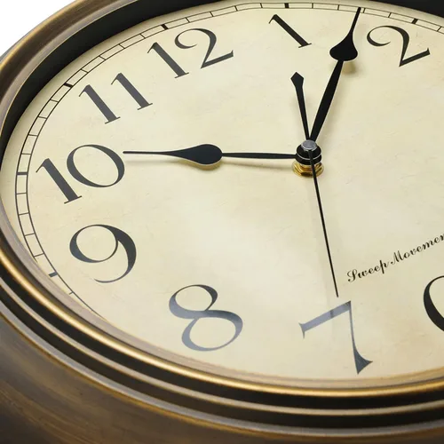 Miniatura 2 de Plumeet Reloj de Pared de Metal Pequeño, 10'' Sin Tictac Clásico Silencioso Relojes de Pared de Hierro Decorativos para Cocina, Sala de Estar, Marrón