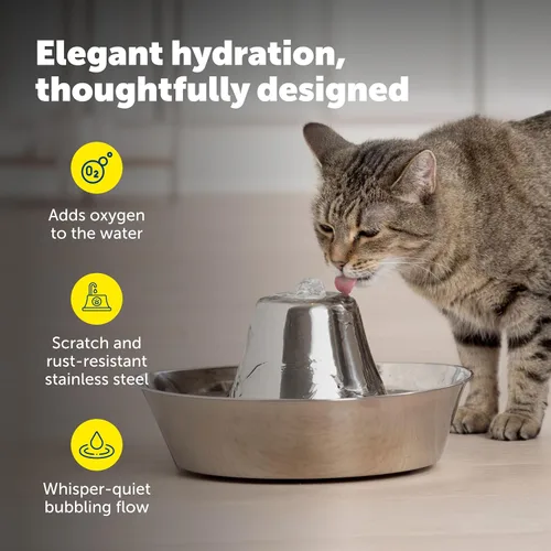 Miniatura 4 de PetSafe Seaside - Fuente de acero inoxidable para gatos y perros, filtros de agua adicionales y 1 bomba incluida, la torre crea un flujo relajante