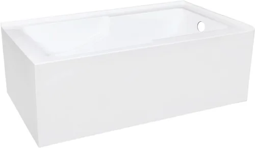 Aqua Eden VTAM6032R22S - Bañera esquinera de acrílico de 60 pulgadas con 2 paredes con delantal de esquina, orificio de drenaje a la derecha, color
