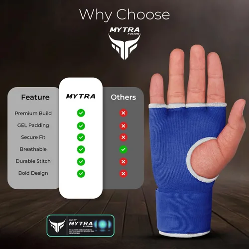 Miniatura 7 de Mytra Fusion Guantes interiores híbridos de boxeo para niños, boxeo, artes marciales mixtas, Muay Thai, gimnasio, entrenamiento, gel, guantes